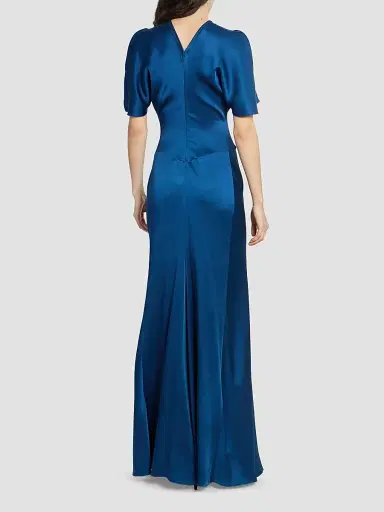 Victoria Beckham Women's Satin Gathered Waist Maxi Dress | Thumbnail 3 Victoria Beckham Women's Satin Gathered Waist Maxi Dress | Thumbnail 3