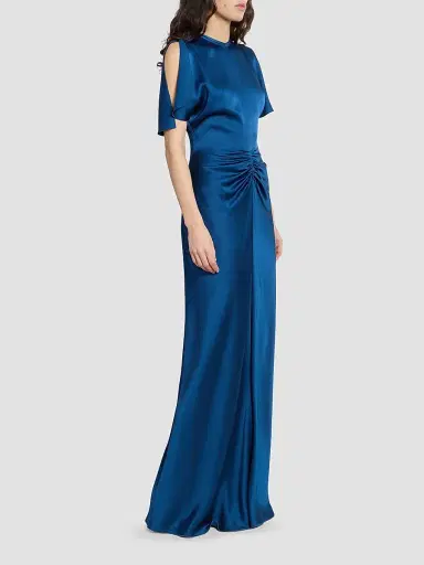 Victoria Beckham Women's Satin Gathered Waist Maxi Dress | Thumbnail 4 Victoria Beckham Women's Satin Gathered Waist Maxi Dress | Thumbnail 4