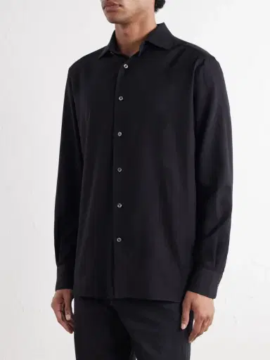 Zegna Cotton and Silk-Blend Twill Shirt - Men | Thumbnail 3