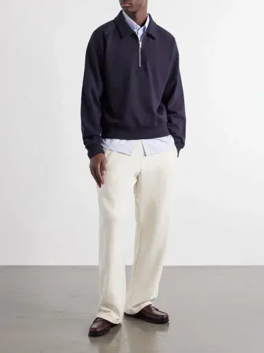 OFFICINE GÉNÉRALE Payo Organic Cotton-Blend Half-Zip Polo Sweater - Men | Thumbnail 2 OFFICINE GÉNÉRALE Payo Organic Cotton-Blend Half-Zip Polo Sweater - Men | Thumbnail 2