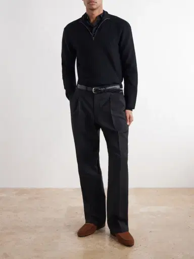 Ralph Lauren Purple Label Wool-Piqué Half-Zip Sweater - Men | Thumbnail 2 Ralph Lauren Purple Label Wool-Piqué Half-Zip Sweater - Men | Thumbnail 2