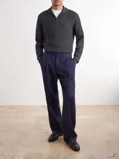 Ralph Lauren Purple Label Wool-Piqué Half-Zip Sweater - Men | Thumbnail 2 Ralph Lauren Purple Label Wool-Piqué Half-Zip Sweater - Men | Thumbnail 2