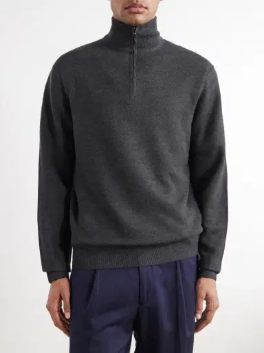 Ralph Lauren Purple Label Wool-Piqué Half-Zip Sweater - Men | Thumbnail 3 Ralph Lauren Purple Label Wool-Piqué Half-Zip Sweater - Men | Thumbnail 3