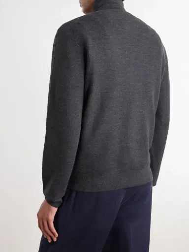 Ralph Lauren Purple Label Wool-Piqué Half-Zip Sweater - Men | Thumbnail 4 Ralph Lauren Purple Label Wool-Piqué Half-Zip Sweater - Men | Thumbnail 4