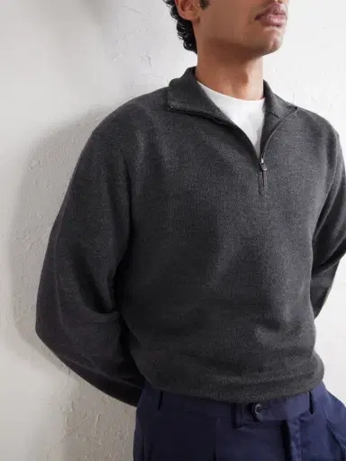 Ralph Lauren Purple Label Wool-Piqué Half-Zip Sweater - Men | Thumbnail 5 Ralph Lauren Purple Label Wool-Piqué Half-Zip Sweater - Men | Thumbnail 5