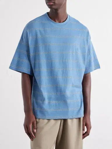 Jil Sander Logo-Embroidered Striped Cotton-Jersey T-Shirt - Men | Thumbnail 3