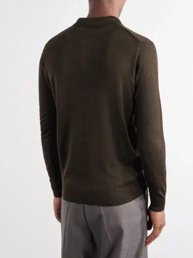 PIACENZA 1733 Merino-Wool and Silk-Blend Polo Sweater - Men | Thumbnail 4