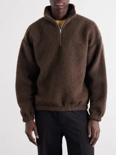 Jil Sander Wool-Blend Brushed Half-Zip Sweater - Men | Thumbnail 3