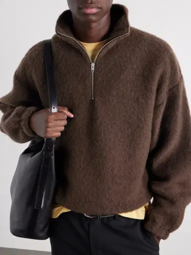 Jil Sander Wool-Blend Brushed Half-Zip Sweater - Men | Thumbnail 5
