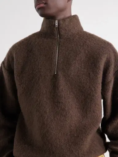 Jil Sander Wool-Blend Brushed Half-Zip Sweater - Men | Thumbnail 6