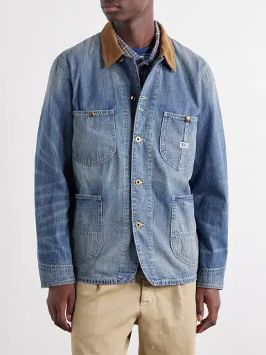 RRL Stockton Corduroy-Trimmed Denim Jacket - Men | Thumbnail 3