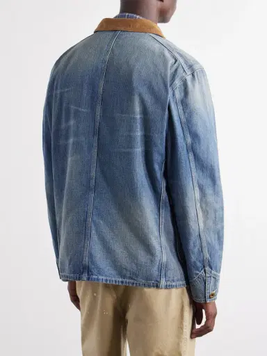 RRL Stockton Corduroy-Trimmed Denim Jacket - Men | Thumbnail 4