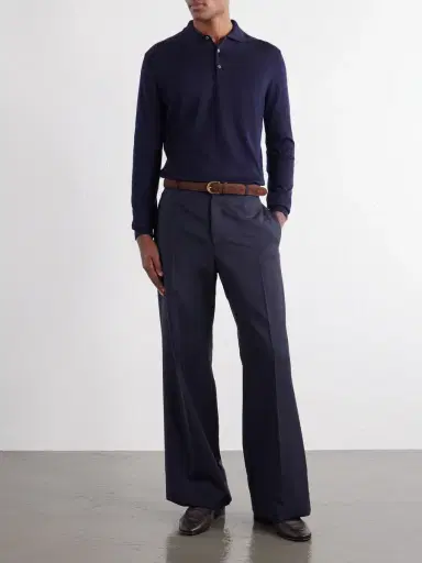 PIACENZA 1733 Merino-Wool and Silk-Blend Polo Sweater - Men | Thumbnail 2