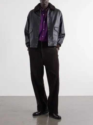 A.PRESSE Shearling-trimmed leather jacket - Men | Thumbnail 2