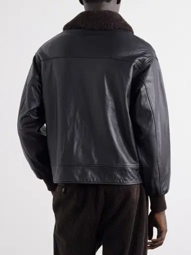 A.PRESSE Shearling-trimmed leather jacket - Men | Thumbnail 4