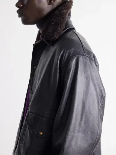 A.PRESSE Shearling-trimmed leather jacket - Men | Thumbnail 5
