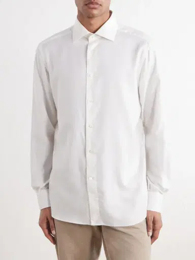 Zegna Cotton and Cashmere-Blend Twill Shirt - Men | Thumbnail 3