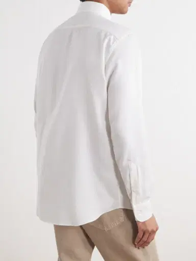 Zegna Cotton and Cashmere-Blend Twill Shirt - Men | Thumbnail 4