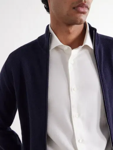 Zegna Cotton and Cashmere-Blend Twill Shirt - Men | Thumbnail 5