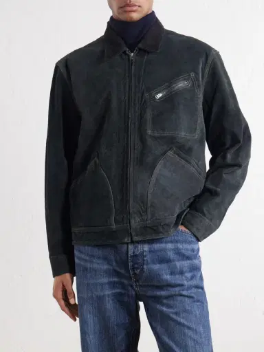 RRL Chrysler Corduroy-Trimmed Suede Jacket - Men | Thumbnail 3