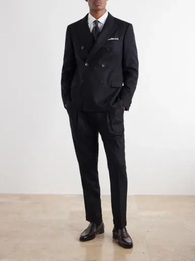 MR P. Slim-Fit Double-Breasted Satin-Trimmed Wool-Flannel Blazer - Men | Thumbnail 2