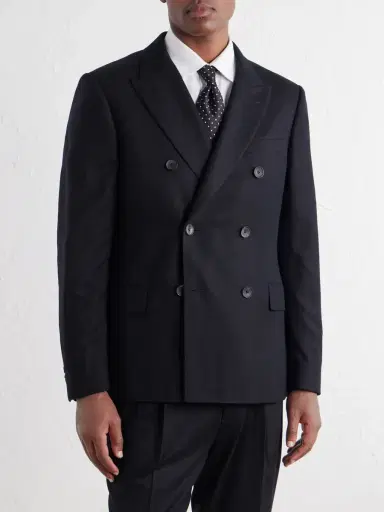 MR P. Slim-Fit Double-Breasted Satin-Trimmed Wool-Flannel Blazer - Men | Thumbnail 3