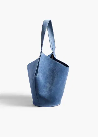 Khaite Small Lotus Tote In Cloud Iris Suede | Thumbnail 2 Khaite Small Lotus Tote In Cloud Iris Suede | Thumbnail 2
