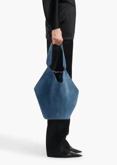 Khaite Small Lotus Tote In Cloud Iris Suede | Thumbnail 5 Khaite Small Lotus Tote In Cloud Iris Suede | Thumbnail 5