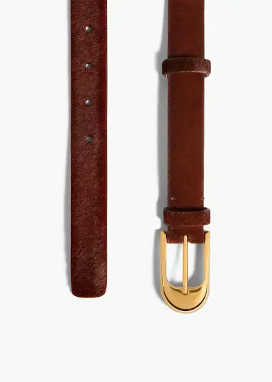 Khaite Dome Belt In Red Mahogany Haircalf With Gold | Thumbnail 2 Khaite Dome Belt In Red Mahogany Haircalf With Gold | Thumbnail 2