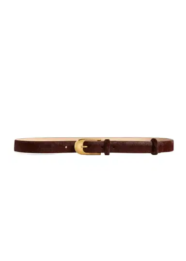 Khaite Dome Belt In Red Mahogany Haircalf With Gold | Thumbnail 1 Khaite Dome Belt In Red Mahogany Haircalf With Gold | Thumbnail 1