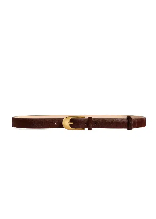 Khaite Dome Belt In Red Mahogany Haircalf With Gold