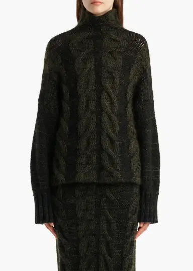 Khaite Nico Sweater In Black And Olive Multi | Thumbnail 3 Khaite Nico Sweater In Black And Olive Multi | Thumbnail 3