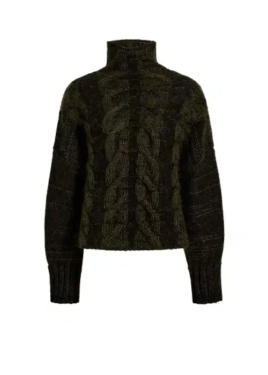 Khaite Nico Sweater In Black And Olive Multi | Thumbnail 1 Khaite Nico Sweater In Black And Olive Multi | Thumbnail 1
