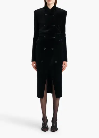 Khaite Rolon Coat In Black Velvet | Thumbnail 2