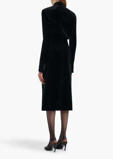 Khaite Rolon Coat In Black Velvet | Thumbnail 3