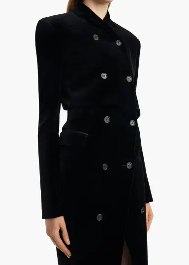 Khaite Rolon Coat In Black Velvet | Thumbnail 4