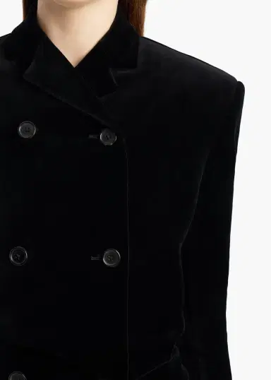 Khaite Rolon Coat In Black Velvet | Thumbnail 5