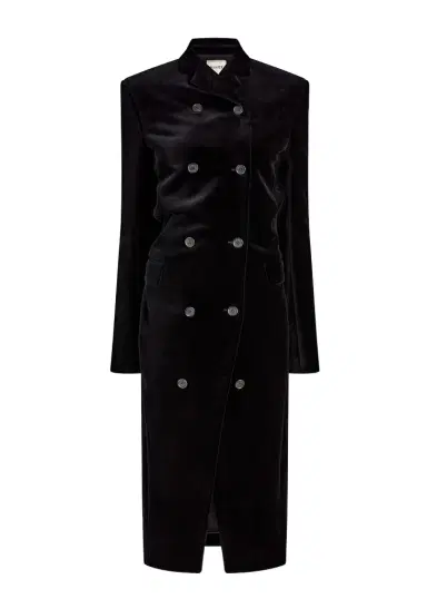 Khaite Rolon Coat In Black Velvet | Thumbnail 1