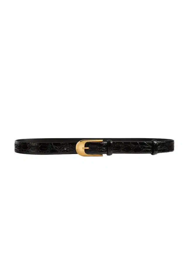 Khaite Dome Belt In Black Croc-Embossed Leather With Gold
