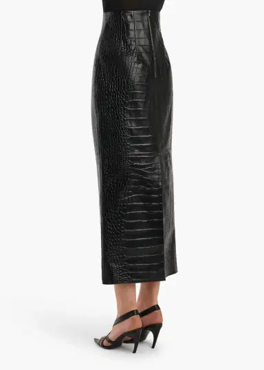 Khaite Loxley Skirt In Black Croc-Embossed Leather | Thumbnail 4 Khaite Loxley Skirt In Black Croc-Embossed Leather | Thumbnail 4