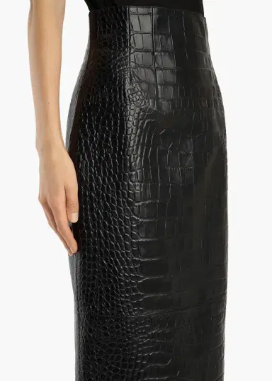 Khaite Loxley Skirt In Black Croc-Embossed Leather | Thumbnail 5 Khaite Loxley Skirt In Black Croc-Embossed Leather | Thumbnail 5