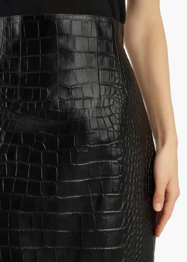 Khaite Loxley Skirt In Black Croc-Embossed Leather | Thumbnail 6 Khaite Loxley Skirt In Black Croc-Embossed Leather | Thumbnail 6
