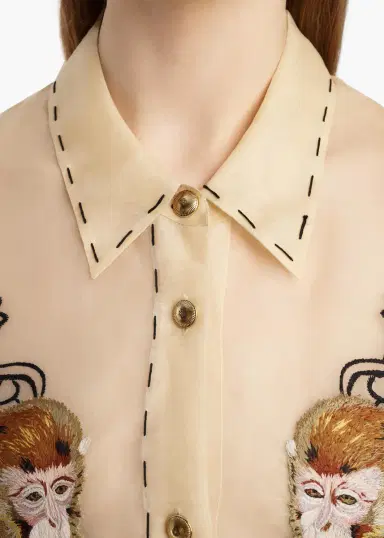 Khaite Goya Top In Champagne Monkey Embroidery | Thumbnail 5