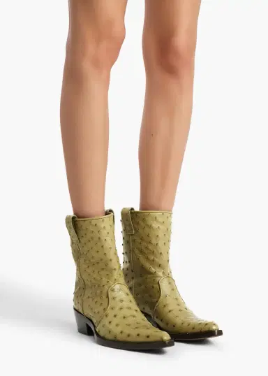 Khaite Clive Ankle Boot In Olive Ostrich | Thumbnail 5