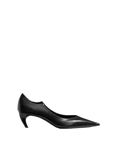 Khaite Valerie Low Pump In Black Glazed Leather | Thumbnail 1 Khaite Valerie Low Pump In Black Glazed Leather | Thumbnail 1