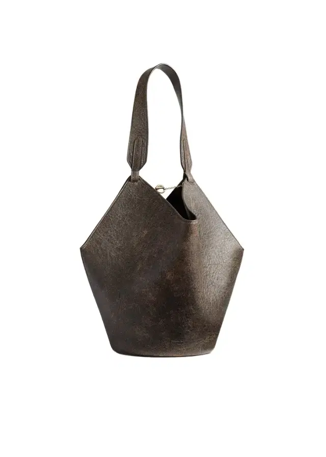 Small Lotus Tote In Natural And Black Distressed Leather