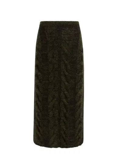 Khaite Ziva Skirt In Black And Olive Multi | Thumbnail 1 Khaite Ziva Skirt In Black And Olive Multi | Thumbnail 1