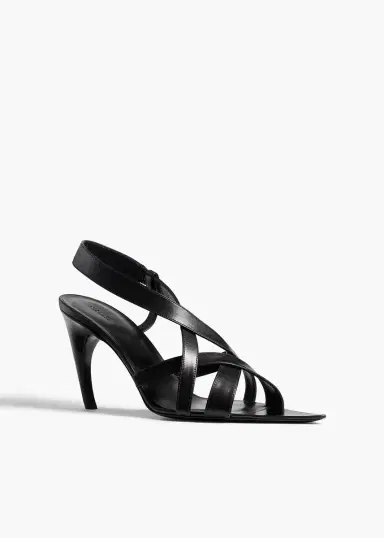 Khaite Sadie Sandal In Black Glazed Leather | Thumbnail 2 Khaite Sadie Sandal In Black Glazed Leather | Thumbnail 2