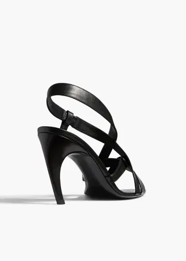Khaite Sadie Sandal In Black Glazed Leather | Thumbnail 4 Khaite Sadie Sandal In Black Glazed Leather | Thumbnail 4