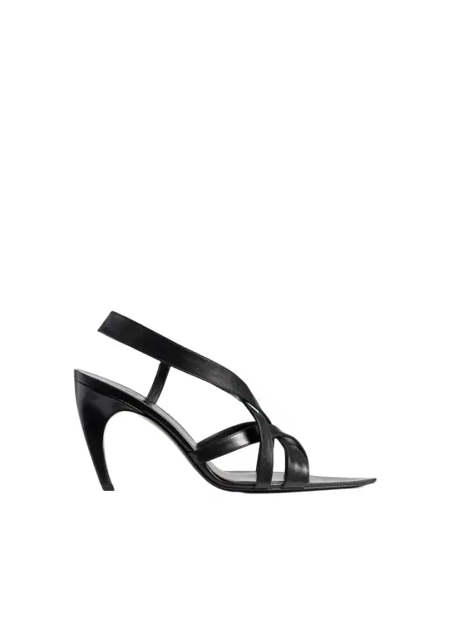 Khaite Sadie Sandal In Black Glazed Leather
